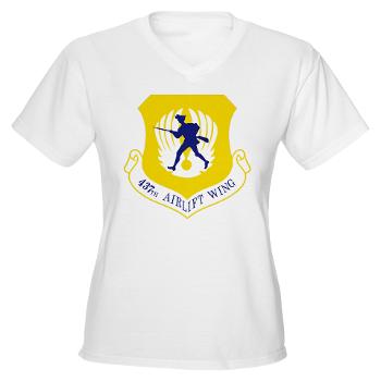437AW - A01 - 04 - 437th Airlift Wing - Women's V-Neck T-Shirt