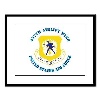 437AW - M01 - 02 - 437th Airlift Wing with Text - Large Framed Print