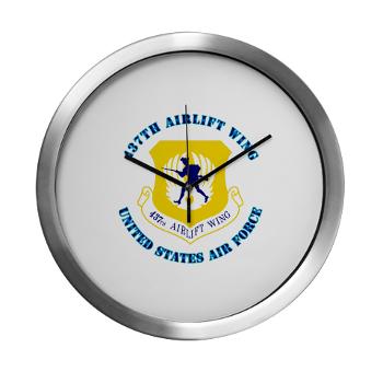 437AW - M01 - 03 - 437th Airlift Wing with Text - Modern Wall Clock