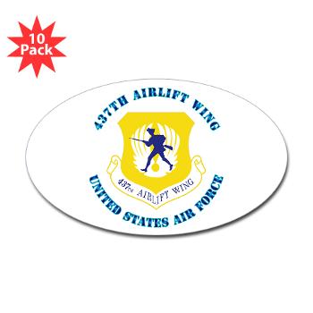 437AW - M01 - 01 - 437th Airlift Wing with Text - Sticker (Oval 10 pk)