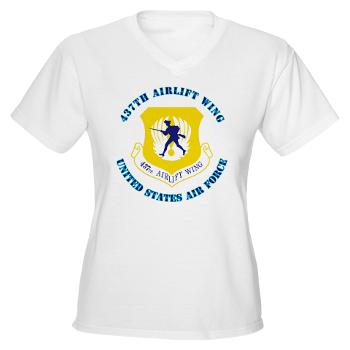 437AW - A01 - 04 - 437th Airlift Wing with Text - Women's V-Neck T-Shirt