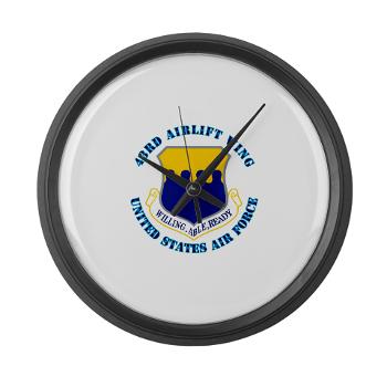 43AW - M01 - 03 - 43rd Airlift Wing with Text - Large Wall Clock