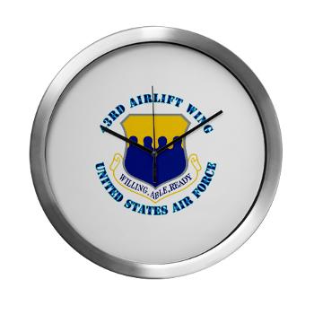 43AW - M01 - 03 - 43rd Airlift Wing with Text - Modern Wall Clock