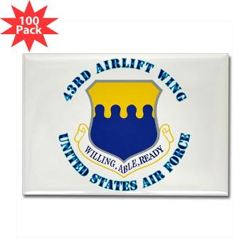 43AW - M01 - 01 - 43rd Airlift Wing with Text - Rectangle Magnet (100 pack)