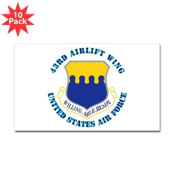 43AW - M01 - 01 - 43rd Airlift Wing with Text - Sticker (Rectangle 10 pk)