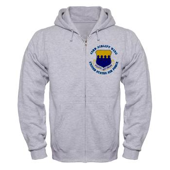 43AW - A01 - 03 - 43rd Airlift Wing with Text - Zip Hoodie