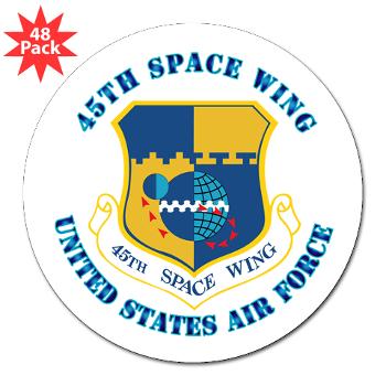 45SW - M01 - 01 - 45th Space Wing with Text - 3" Lapel Sticker (48 pk)