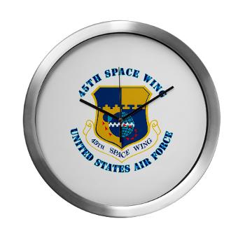 45SW - M01 - 03 - 45th Space Wing with Text - Modern Wall Clock