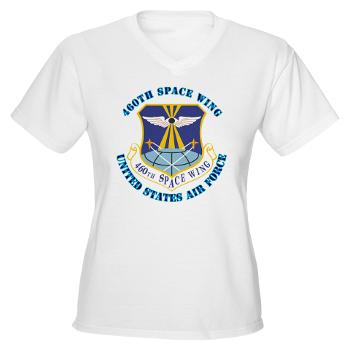 460SW - A01 - 04 - 460th Space Wing with Text - Women's V-Neck T-Shirt