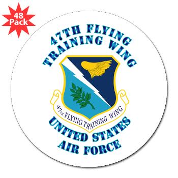 47FTW - M01 - 01 - 47th Flying Training Wing with Text - 3" Lapel Sticker (48 pk)