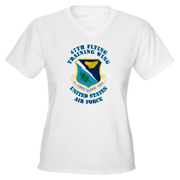 47FTW - A01 - 04 - 47th Flying Training Wing with Text - Women's V-Neck T-Shirt