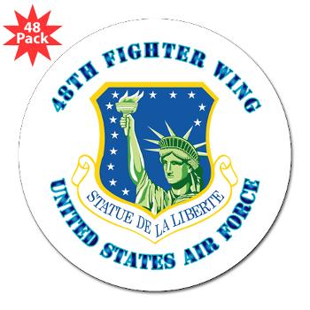 48FW - M01 - 01 - 48th Fighter Wing with Text - 3" Lapel Sticker (48 pk)