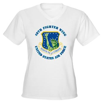 48FW - A01 - 04 - 48th Fighter Wing with Text - Women's V-Neck T-Shirt