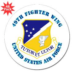 49FW - M01 - 01 - 49th Fighter Wing with Text - 3" Lapel Sticker (48 pk)