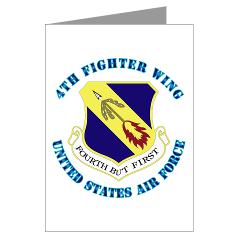 4FW - M01 - 02 - 4th Fighter Wing with Text - Greeting Cards (Pk of 20)