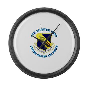 4FW - M01 - 03 - 4th Fighter Wing with Text - Large Wall Clock