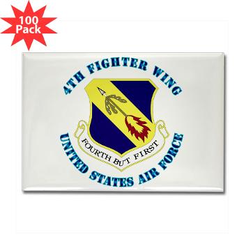 4FW - M01 - 01 - 4th Fighter Wing with Text - Rectangle Magnet (100 pack)
