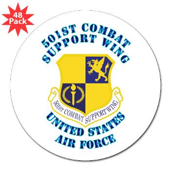 501CSW - M01 - 01 - 501st Combat Support Wing with Text - 3" Lapel Sticker (48 pk)