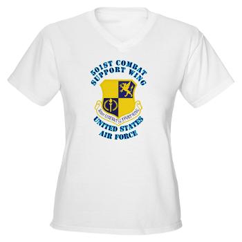 501CSW - A01 - 04 - 501st Combat Support Wing with Text - Women's V-Neck T-Shirt