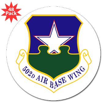 502ABW - M01 - 01 - 502nd Air Base Wing - 3" Lapel Sticker (48 pk)