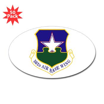 502ABW - M01 - 01 - 502nd Air Base Wing - Sticker (Oval 50 pk)