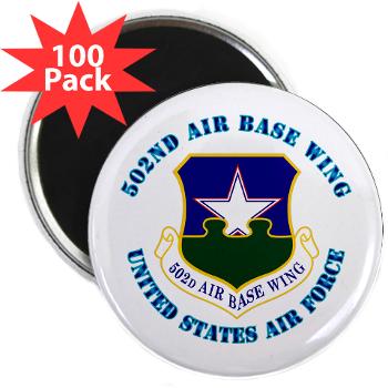 502ABW - M01 - 01 - 502nd Air Base Wing with Text - 2.25" Magnet (100 pack)