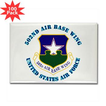502ABW - M01 - 01 - 502nd Air Base Wing with Text - Rectangle Magnet (100 pack)
