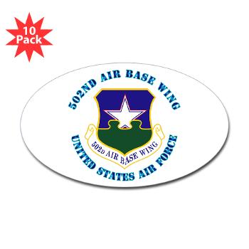 502ABW - M01 - 01 - 502nd Air Base Wing with Text - Sticker (Oval 10 pk)