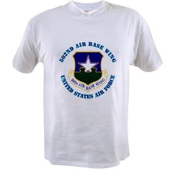 502ABW - A01 - 04 - 502nd Air Base Wing with Text - Value T-shirt