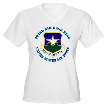 502ABW - A01 - 04 - 502nd Air Base Wing with Text - Women's V-Neck T-Shirt