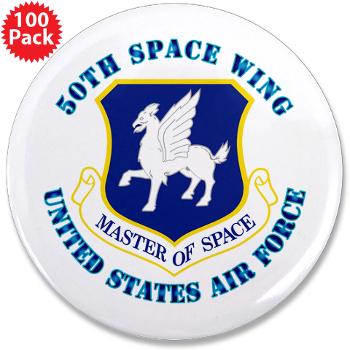 50SW - M01 - 01 - 50th Space Wing with Text - 3.5" Button (100 pack)
