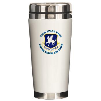 50SW - M01 - 03 - 50th Space Wing with Text - Ceramic Travel Mug - Click Image to Close