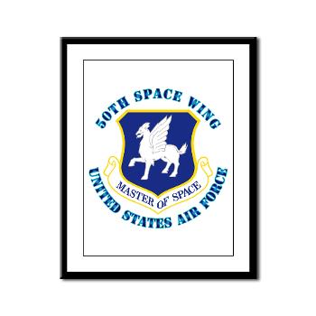 50SW - M01 - 02 - 50th Space Wing with Text - Framed Panel Print