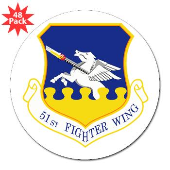51FW - M01 - 01 - 51st Fighter Wing - 3" Lapel Sticker (48 pk) - Click Image to Close