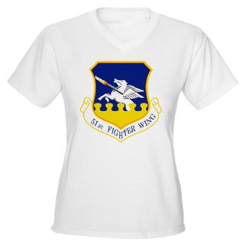 51FW - A01 - 04 - 51st Fighter Wing - Women's V-Neck T-Shirt