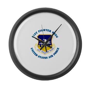51FW - M01 - 03 - 51st Fighter Wing with Text - Large Wall Clock