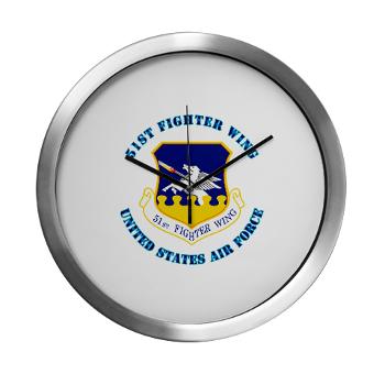 51FW - M01 - 03 - 51st Fighter Wing with Text - Modern Wall Clock