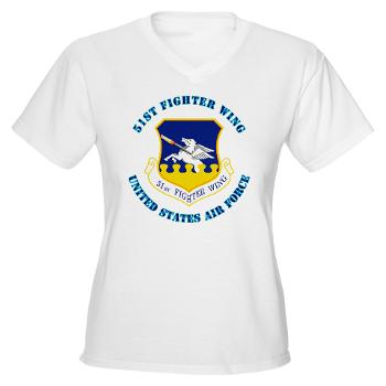 51FW - A01 - 04 - 51st Fighter Wing with Text - Women's V-Neck T-Shirt