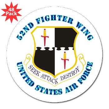 52FW - M01 - 01 - 52nd Fighter Wing with Text - 3" Lapel Sticker (48 pk)