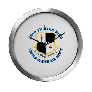 52FW - M01 - 03 - 52nd Fighter Wing with Text - Modern Wall Clock