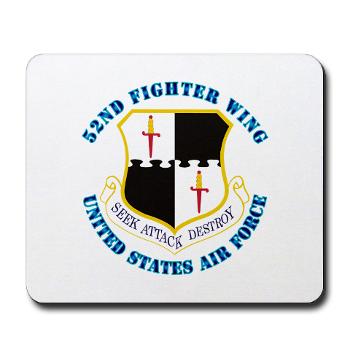 52FW - M01 - 03 - 52nd Fighter Wing with Text - Mousepad