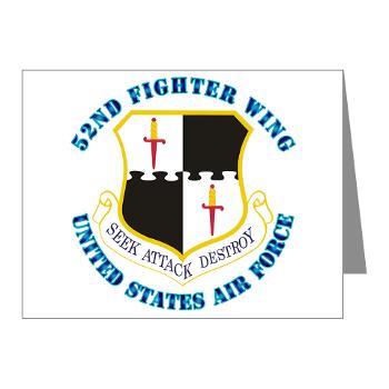 52FW - M01 - 02 - 52nd Fighter Wing with Text - Note Cards (Pk of 20)