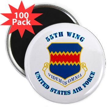 55W - M01 - 01 - 55th Wing with Text - 2.25" Magnet (100 pack)