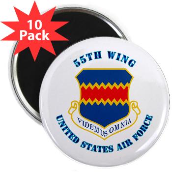 55W - M01 - 01 - 55th Wing with Text - 2.25" Magnet (10 pack)