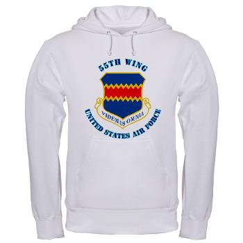 55W - A01 - 03 - 55th Wing with Text - Hooded Sweatshirt