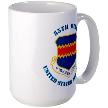 55W - M01 - 03 - 55th Wing with Text - Large Mug