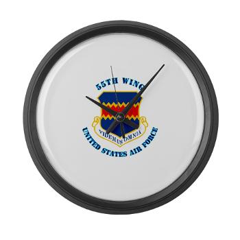 55W - M01 - 03 - 55th Wing with Text - Large Wall Clock