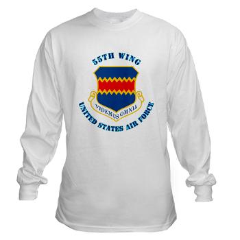 55W - A01 - 03 - 55th Wing with Text - Long Sleeve T-Shirt