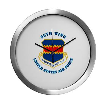 55W - M01 - 03 - 55th Wing with Text - Modern Wall Clock