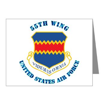 55W - M01 - 02 - 55th Wing with Text - Note Cards (Pk of 20)